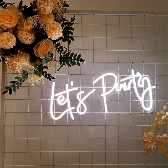 Let’s Party White Neon LED Wall Trendy Decor Birthday/Graduation/Wedding Sign - Picture 6 of 10